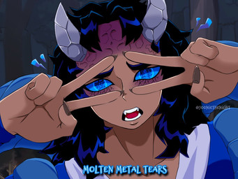 2_horns 5_fingers bangs black_eyebrows black_hair blue_clothing blue_eyes blue_sclera blue_shirt blue_topwear brown_claws claws clothed clothed_humanoid clothed_male clothing dialogue eyebrows fangs finger_claws fingers grey_horn hair horn light long_hair looking_at_viewer male not_furry open_mouth pose red_tongue shirt solo tan_body tan_skin teeth text text_in_eyes tongue topwear jooniethenight demon_slayer aizetsu_(demon_slayer) demon demon_humanoid horned_humanoid humanoid 2024 4:3 artist_name bust_portrait colored digital_drawing_(artwork) digital_media_(artwork) english_description english_text japanese_text lighting portrait shaded translation_request