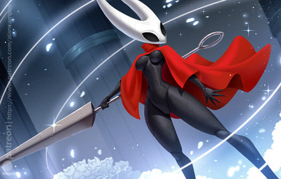 5_fingers anthro biped black_body breasts cloak clothed clothed_anthro clothed_female clothing female fingers front_view holding_object holding_weapon solo standing weapon alanscampos hollow_knight_(franchise) team_cherry hornet_(hollow_knight) arthropod 2025 digital_drawing_(artwork) digital_media_(artwork) hi_res