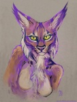 2012 anthro felid feline female lavacat looking_at_viewer lynx mammal simple_background solo text url whiskers yellow_eyes