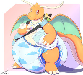 backpack big_diaper caretaker clean_diaper diaper diaper_bag diaper_fetish feral folded_diaper looking_at_viewer male plushie print_diaper smile smiling_at_viewer solo steelshark nintendo pokemon dragonite generation_1_pokemon meowth pokemon_(species) absurd_res hi_res