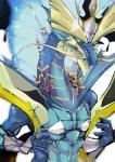 abs beard blue_body blue_scales bodily_fluids claws clothed clothing crossdressing crown facial_hair feral headgear male muscular muscular_feral muscular_male pecs scales solo sweat swimwear h_rt2 cygames dragalia_lost mythology nintendo poseidon_(dragalia_lost) dragon marine mythological_creature mythological_scalie scalie 2018