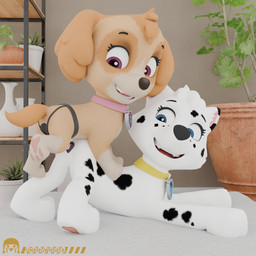 duo female female/female feral genitals penetration sex sex_toy sex_toy_in_vagina sex_toy_insertion vaginal vaginal_penetration vulva young young_feral unknowndata paw_patrol skye_(paw_patrol) stormie_(marvispot84) canid canine canis cockapoo dalsky_(dalmatian_and_husky) domestic_dog mammal mixed_breed 3d_(artwork) digital_media_(artwork) hi_res