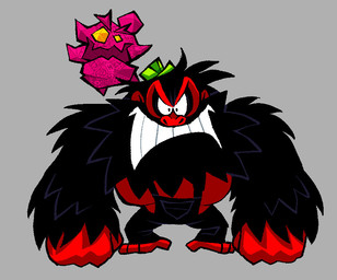 angry anthro black_body black_fur clothing crystal_eye duo female fur grimace hat headgear headwear male overalls pink_body red_body red_skin rock simple_background top_heavy wonderslug antonblast donkey_kong_(series) nintendo donkey_kong_(character) dynamite_annie dynamite_anton ape elemental_creature gorilla haplorhine kong mammal mineral_fauna primate rock_creature
