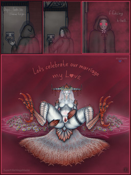 abs accessory anthro avian_feet backlighting beak belly bird_legs black_liquid bodily_fluids breasts brick_wall bride cere_(anatomy) chamomile claws clothing crying cult cultist digitigrade door doorway dress dripping dungeon duo empty_eyes eye_symbol eyelashes feather_hair feathers featureless_breasts feet feet_up female female_anthro female_urethra flower flower_crown flower_in_hair flower_on_head flower_wreath front_view garter gender_symbol genital_fluids genitals grey_body group hair hair_accessory heart_symbol holding_leg hood horn hypnosis hypnotic_eyes imminent_sex imminent_vaginal inner_labia inviting inviting_to_sex inviting_viewer jewelry legs_up light liquid long_horn long_neck long_sleeves makeup male male/female mascara mind_control mouthless occult_symbol peacock_feather petals pherokinesis pheromones pink_eyes plant pose presenting presenting_vulva pseudo_hair red_body red_eyes red_feather_hair red_feathers ritual robe running_makeup running_mascara side_view sigil silver_feathers smile spread_legs spread_vulva spreading summoner summoning summoning_circle symbol tail tail_feathers tail_feathers_tuft tail_tuft talking_to_viewer tears text tuft vaginal_fluid_drip vaginal_fluid_string vaginal_fluids vaginal_fluids_trail veil vulva wall_(structure) wedding_dress wedding_garter wedding_veil white_body white_feathered_crest white_feathers womb_tattoo wreath superkillermegamaster anon animal_humanoid avian avian_demon avian_humanoid bird bird_demon bird_humanoid demon demon_humanoid human humanoid mammal summon 2025 absurd_res colored comic digital_drawing_(artwork) digital_media_(artwork) english_text hi_res lighting multiple_scenes
