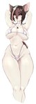 anthro areola areola_slip big_breasts bikini breasts clothing female heart_symbol pose solo string_bikini swimwear two-piece_swimsuit wide_hips evkenn feliccia deer mammal hi_res