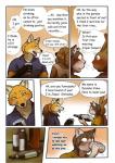 anthro blush clothing dialogue drunk fur group male substance_intoxication text whiskers maririn daisuke_yomo jinpei_shinooka canid canine canis domestic_cat domestic_dog felid feline felis fox mammal 2014 comic english_text hi_res translated