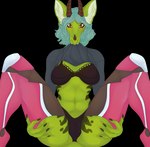 anthro armor camel_toe clothing costume facial_horn female green_body green_scales hair horn scales solo underwear wolfiree mythology diana_digma dragon mythological_creature mythological_scalie scalie alpha_channel hi_res