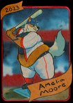 anthro baseball_bat baseball_cap baseball_uniform bat_(object) belly belly_overhang big_belly big_breasts breasts butt cheek_tuft clothed clothing cute_fangs facial_tuft fangs female fur hat headgear headwear holding_object huge_belly navel orange_body orange_fur overweight overweight_female solo sportswear stripes tail teeth text thick_thighs tongue tongue_out tuft uniform holidaysoftfox nintendo pokemon amelia_moore arcanine canid canine generation_1_pokemon mammal pokemon_(species) 2023 absurd_res alpha_channel character_name hi_res