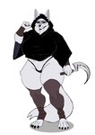 5_fingers anthro big_breasts black_cloak black_clothing black_nose black_sclera black_thong black_underwear breasts claws cloak clothed clothed_anthro clothed_female clothing crossgender curvy_figure eyebrows eyelashes female female_anthro finger_claws fingers front_view fur grey_body grey_ears grey_fur grey_tail holding_melee_weapon holding_object holding_polearm holding_scythe holding_weapon legwear melee_weapon mouth_closed mtf_crossgender polearm red_eyes scythe simple_background snaggle_tooth solo tail thick_thighs thigh_highs thong toe_claws underwear weapon white_background gatoradeew dreamworks puss_in_boots_(franchise) death_(puss_in_boots) canid canine canis mammal wolf 2024 absurd_res digital_drawing_(artwork) digital_media_(artwork) full-length_portrait hi_res portrait