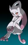 anthro biped black_background blue_background blush breasts collarbone featureless_breasts female gradient_background hands_together nude red_eyes simple_background sitting small_breasts solo chiji nintendo pokemon generation_6_pokemon legendary_pokemon mega_evolution mega_mewtwo mega_mewtwo_y pokemon_(species) full-length_portrait portrait