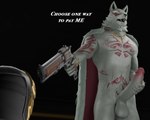 anthro big_penis duo genitals gun gunpoint holding_object holding_penis holding_weapon humanoid_genitalia humanoid_penis jewelry_only male male/male mask mspolar muscular penis ranged_weapon speech_bubble weapon white_body epic_games fortnite fortnite:_battle_royale fletcher_kane canid canine canis human mammal wolf 3d_(artwork) digital_media_(artwork)