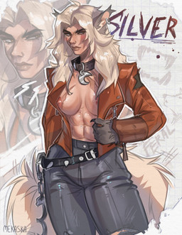 abs animal_ears athletic athletic_female athletic_humanoid belt biped blonde_hair blush bottomwear breast_scar breasts claws clothing cuff_(restraint) ear_piercing ear_ring facial_scar female finger_claws fur grey_body grey_fur hair handcuffs jacket leather leather_clothing leather_jacket leather_topwear looking_at_viewer metal_cuffs nipples pants piercing restraints ring_piercing scar solo spiked_belt spikes tail topwear mekaska deadlock_(game) valve lilah_silver animal_humanoid canid canid_humanoid canine canine_humanoid humanoid mammal mammal_humanoid wolf_humanoid 2026 absurd_res digital_media_(artwork) hi_res