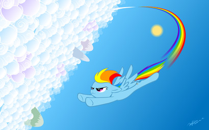 blue_body blue_feathers blue_fur cloud cutie_mark feathered_wings feathers female feral flying fur hair multicolored_hair multicolored_tail outside purple_eyes rainbow_hair rainbow_tail sky skyscape solo sun tail upside_down wings hyhlion friendship_is_magic hasbro my_little_pony mythology rainbow_dash_(mlp) equid equine mammal mythological_creature mythological_equine pegasus 16:10 2012 hi_res wallpaper widescreen