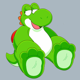 3_toes ambiguous_gender feet green_body simple_background sitting toes astropawss mario_bros nintendo green_yoshi yoshi 1:1 hi_res