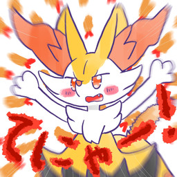 ambiguous_anthro ambiguous_gender anthro biped blush blush_stickers cute_fangs fangs food front_view frown no_pupils object_in_tail open_frown open_mouth raised_arms shrimp_(food) simple_background snout solo standing tail teeth text annyui0611 nintendo pokemon braixen canid generation_6_pokemon mammal pokemon_(species) 1:1 2024 digital_drawing_(artwork) digital_media_(artwork) half-length_portrait hi_res japanese_description japanese_text portrait translated_description