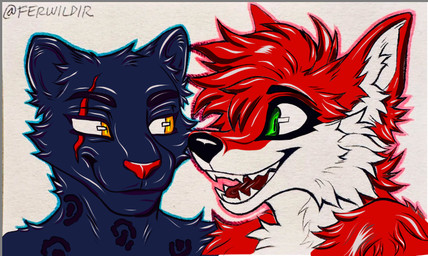 couples dialogue duo happy male male/male 35fox ferwildir azuri sapa felid hybrid mammal pantherine