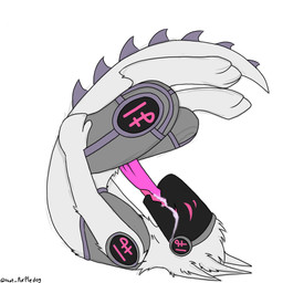 anthro anus ass_up autofellatio bodily_fluids butt cum cum_in_mouth cum_inside ejaculation fur genital_fluids machine male masturbation oral oral_masturbation penile penile_masturbation pink_body pink_fur solo white_body white_fur that_purpledog denver_da_proto protogen 1:1 hi_res