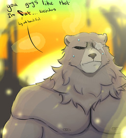 1_eye anthro belly fluffy male moobs muscular muscular_arms muscular_male neck_tuft nipples nude scar slightly_chubby solo sunset tuft soapy07 mihoyo zenless_zone_zero ben_bigger bear mammal absurd_res hi_res