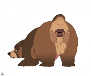 animal_genitalia animal_penis anus arm_markings aroused ass_up backsack balls bear_ears belly big_anus big_balls big_penis brown_arms brown_body brown_ears brown_fur brown_legs butt butt_grab cheek_markings disembodied_hand erection eyebrows facial_markings feral fur furry_tail genitals hand_on_anus hand_on_butt head_down_ass_up head_markings holding_butt huge_anus leg_markings looking_at_viewer looking_back looking_back_at_viewer male male_feral markings multicolored_body multicolored_fur nude paws penis perineum plantigrade presenting presenting_hindquarters puffy_anus quadruped raised_tail rear_view short_tail simple_background small_tail solo spread_anus spread_butt spreading tail tan_balls tan_belly tan_body tan_fur three-quarter_view tight_balls ursine_ears neemyart third-party_edit kuruk_(character) bear brown_bear grizzly_bear mammal ursidae ursine 2025 digital_drawing_(artwork) digital_media_(artwork) hi_res sketch