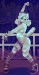 anthro biped bodypaint clothing dancing female footwear footwear_only glowing_paint group hair lights long_hair looking_at_viewer mostly_nude nude outside party piercing raised_tail shoes shoes_only tail tongue tongue_out tongue_piercing spincraze beaver bovid canid canine canis caprine goat lagomorph leporid mammal rabbit rodent wolf 2023 hi_res