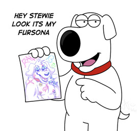 anthro collar fur male nipple_chain nipple_piercing nipples on_model piercing rawr shitpost solo ajthecrocodile family_guy brian_griffin canid canine mammal hi_res meme