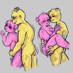 anthro blush butt duo eyes_closed humanoid_hands male pink_body sex yellow_body srurutau unicorn_wars coco_(unicorn_wars) gordi_(unicorn_wars) bear mammal 1:1 2023 hi_res