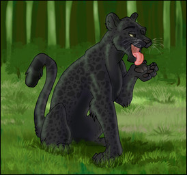 feral grass licking male open_mouth open_smile outside pawpads plant sitting smile solo tongue tree whiskers dynamo felid mammal pantherine 2007