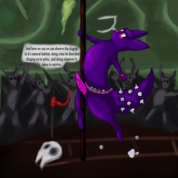 anthro blush dancing fungus gem genitals grabbing_pole group holding_gem holding_object male mask melee_weapon mushroom pearl_(gem) pearl_(rain_world) penile_spines penis pole pole_dancing polearm solo_focus spear tapering_penis text weapon white_eyes white_nose vulnec rain_world videocult spearmaster_(rain_world) scavenger_(rain_world) slugcat 1:1 english_text hi_res