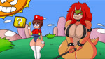 anthro big_breasts big_butt breasts butt cartoon_physics clothed clothing duo female flattened gameplay_mechanics huge_breasts huge_butt laughing_at leotard leotard_thong no_underwear plumber short_stack short_stackification shrinking size_transformation sound_effects toony transformation lotikmac mario_bros nintendo super_mario_world bowser mario human koopa mammal scalie shrink_(disambiguation) 16:9 animated hi_res short_playtime sound webm widescreen