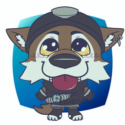 anthro big_eyes big_tongue bleh blush chibi clothing cute_fangs ear_piercing fangs gloves handwear looking_at_viewer looking_up male piercing solo teeth tongue tongue_out dogbonedraws epic_games fortnite wendell_(fortnite) canid canine canis mammal wolf 1:1 hi_res watermark