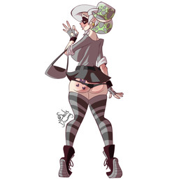 alternative_fashion big_breasts big_butt bimbofication boots bottomwear breasts butt clothing female footwear gloves goth handwear legwear lips miniskirt panties shoes skirt solo stockings thick_lips thick_thighs underwear soulsdrawing nintendo splatoon marie_(splatoon) human mammal 1:1 hi_res