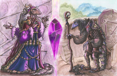 anthro barefoot beak crystal elderly fangs feet gem gown multi_limb renaissance_architecture renaissance_clothing role_reversal teeth skekla_(artist) the_dark_crystal fan_character alien mystics skeksis urru herm_(lore)