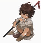 band-aid band-aid_on_face band-aid_on_nose bandage bandage_on_face bandage_on_nose bottomwear brown_eye brown_hair brown_tail clothing hair male messy_clothing messy_hair shorts sitting solo stick tail young wasp_(artist) lord_of_heroes schneider_(lord_of_heroes) animal_humanoid canid canid_humanoid canine canine_humanoid dog_humanoid dogkin_(lord_of_heroes) humanoid mammal mammal_humanoid absurd_res hi_res