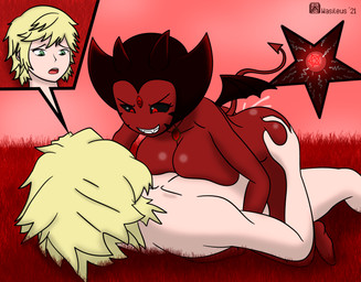 big_breasts bodily_fluids breasts butt butt_grab cum cum_in_vagina cum_inside duo female female_on_top from_front_position genital_fluids grass hand_on_butt hell impregnation internal interspecies lying male male/female missionary_position on_back on_top ovum plant sex sperm_cell unusual_ovum wasileus demon human humanoid mammal