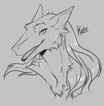 eyebrows eyelashes fur fur_tuft hair long_eyelashes long_snout pointy_ears prick_ears pupils sharp_teeth simple_background slit_pupils smile snout solo teeth thick_eyebrows tuft year ahro kate_(morpheuskibbe) sergal 2022 bust_portrait character_name hi_res icon monochrome portrait signature female_(lore)