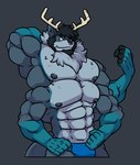 4_arms 4_nipples 4_pecs anthro antlers bulge clothing facial_piercing horn male multi_arm multi_limb multi_nipple multi_pecs multifur muscular muscular_male nipples nose_piercing nose_ring pecs piercing ring_piercing solo standing underwear rackun deer hybrid kangaroo macropod mammal marsupial new_world_deer reindeer hi_res