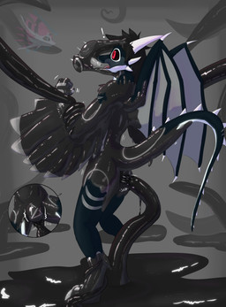 anal anal_penetration anthro bdsm biped black_body black_hair black_latex bound butt chastity_device clothing drone dronification feathers forced gag gas_mask genitals glistening goo_transformation hair horn latex latex_clothing latex_skinsuit latex_transformation liquid_latex male markings mask membrane_(anatomy) membranous_wings nude null_bulge open_mouth oral oral_penetration penetration red_eyes restrained sex simple_background skinsuit slim_anthro slime solo standing tail tentacle_in_ass tentacle_penetration tentacle_sex tentacles text tight_clothing transformation white_body wings yporolsya european_mythology mythology avali dragon goo_creature latex_creature living_latex mythological_creature mythological_scalie scalie western_dragon absurd_res digital_media_(artwork) hi_res