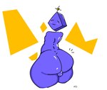 anthro armless backsack balls big_balls big_butt blue_body blush butt genitals glistening glistening_body huge_balls huge_butt hyper hyper_balls hyper_genitalia looking_back male rear_view smile smiling_at_viewer solo thick_thighs wide_hips spaceybunz aliasing binary_drawing digital_drawing_(artwork) digital_media_(artwork) hi_res