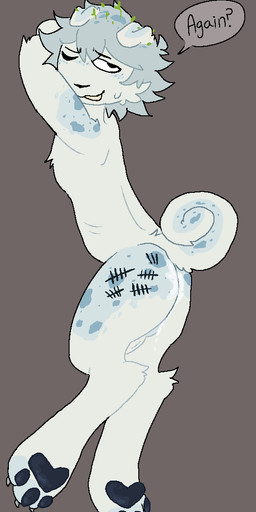 anthro bodily_fluids body_writing cum cum_in_ass cum_inside dialogue dripping excessive_cum excessive_genital_fluids genital_fluids genitals humanoid_genitalia male male_anthro messy solo writing_on_butt g1mpy ghost_(g1mpy) canid canine mammal
