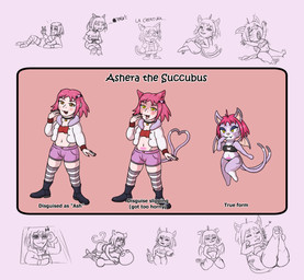 2_tails accessory alternate_form anthro bat_wings boots bottomwear bra cat_keyhole_bra cat_lingerie choker cleavage_cutout clothing countershade_face countershade_torso countershading cutout duo electronics eyewear female flirting footwear fur gesture hair hair_accessory hairpin hand_gesture headgear headphones headset heart_symbol jewelry keyhole_bra keyhole_clothing keyhole_underwear legwear lingerie markings membrane_(anatomy) membranous_wings multi_tail multiple_forms neck_markings necklace open_mouth pattern_clothing pattern_legwear pattern_stockings pawpads pink_hair purple_body purple_fur shoes shorts solo stockings striped_clothing striped_legwear striped_stockings stripes sunglasses tail text thong_straps tongue tongue_out underwear v_sign wings womb_tattoo yawn yellow_eyes naughtysableye asian_mythology east_asian_mythology japanese_mythology mythology animal_humanoid cat_humanoid demon domestic_cat felid felid_humanoid feline feline_humanoid felis human humanoid mammal mammal_humanoid nekomata yokai 2026 absurd_res english_text hi_res model_sheet multiple_images