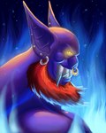 beard darkness elemental_manipulation facial_hair fantasy fire fire_manipulation magic male muscular muscular_male night piercing solo star hunkinkalv kalvai demon demon_humanoid humanoid 4:5 hi_res