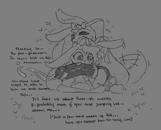 after_transformation balls big_penis bodily_fluids bow_(feature) cum cum_drip cumshot dialogue dripping duo ejaculation eyelashes femboy feral fur genital_fluids genitals hair heart_symbol huge_penis knot knotted_penis leaning_on_another looking_at_genitalia looking_at_penis looking_pleasured lying male male/male on_front oral paws penis ribbon_on_balls ribbon_on_penis ribbons_(anatomy) steam steamy_breath tail tail_motion tailwag talking_feral text tongue tongue_on_penis transformation vein veiny_penis skinkbutt_(artist) nintendo pokemon eeveelution generation_6_pokemon mammal pokemon_(species) sylveon 2025 english_text greyscale monochrome sketch