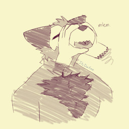 anthro black_body black_ears black_fur blep body_hair bone bone_mask brown_body cheek_tuft chest_hair disembodied_hand eyes_closed facial_tuft fur head_tuft holding_face holding_snout male mask nude nude_anthro silly simple_background skull skull_mask snout solo tan_background text tongue tongue_out tuft tufted_fur white_hands itsdahexo endo_salijo canid canine canis mammal skull_dog wolf 1:1 absurd_res hi_res signature