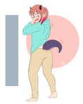 2018 4:5 amara_burrger barefoot blush body_part_growth bottomwear clothing dragon eyewear feet female glasses growth hair hi_res hoodie horn horn_growth human kobayashi_(dragon_maid) mammal mid_transformation miss_kobayashi's_dragon_maid mythological_creature mythological_scalie mythology open_mouth pants patreon patreon_logo scalie solo species_transformation standing tail tail_growth topwear transformation