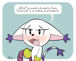 anthro blush border claws clothing condom condom_strip condom_wrapper eyelashes female fur gloves handwear heart_pupils heart_symbol looking_at_viewer open_mouth sexual_barrier_device smile solo tail text white_body white_border white_fur mr_harinezumi bandai_namco digimon bianc_(el_senor_erizo) digimon_(species) felid gatomon mammal 5:4 absurd_res hi_res spanish_text translated