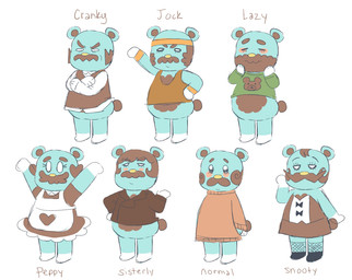 anthro belly blue_body blue_fur blush chibi clothing eyes_closed facial_hair fur maid_uniform male mustache shirt simple_background slightly_chubby solo topwear uniform white_background cubert animal_crossing nintendo beardo_(animal_crossing) bear mammal 2020 hi_res