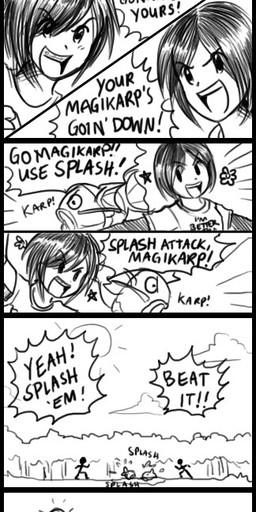 battle cloud day female fight forest grass hair happy humor moon night open_mouth outside plant pokemon_speak puddle serious short_hair simple_background sky star sun teeth text tongue tree water white_background wind ojamajodoremidokkan nintendo pokemon aquatic avian bird corvid corvus_(genus) crow fish generation_1_pokemon human magikarp mammal oscine passerine pokemon_(species) black_and_white comic english_text hi_res long_image monochrome tall_image