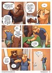 2023 anthro bird_dog blue_eyes canid canine canis clothed clothing comic dennis_donnacha_(meesh) dialogue domestic_dog duo english_text fully_clothed hunting_dog labrador male mammal meesh retriever speech_bubble text travis_peake_(meesh)