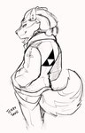 anthro anthrofied clothed clothing hoodie looking_away male solo topwear video_game_reference terryskaii_(artist) nintendo the_legend_of_zelda link_(wolf_form) canid canine canis mammal wolf hi_res sketch