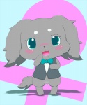 anthro biped blue_eyes blush bodily_fluids bottomless bow_(feature) bow_tie clothed clothing crossgender drooling female genital_fluids genitals looking_at_viewer open_mouth pussy saliva solo standing tail vaginal_fluids young young_anthro kaitendo jewelpet sanrio sega sega_fave kris_(jewelpet) canid canine canis dachshund domestic_dog hunting_dog mammal